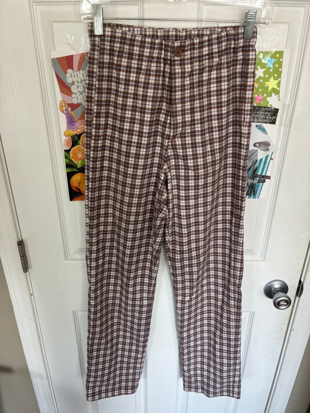 Brandy Melville Brown and White Plaid women’s pants
